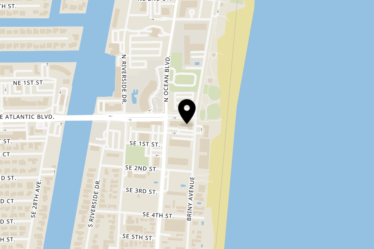 Map showing the location of Taco Station on 3432 E Atlantic Blvd in Pompano Beach